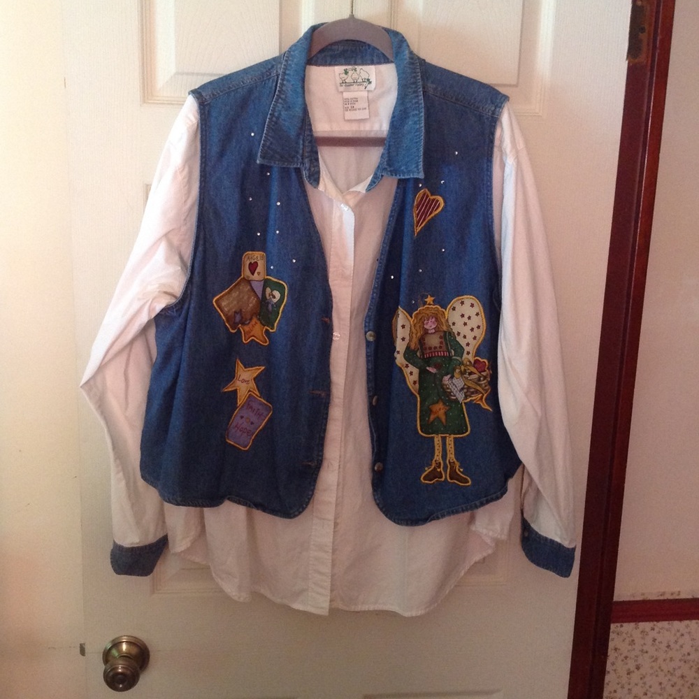 Denim Angel Appliqué Original by Jeanne Bice